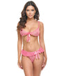 Aubrielle Diamond Mesh Underwire Bra w/Thong 2 pc Set - Pink MD