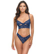 Roxie Mesh and Lace Underwire Bra w/Thong 2 pc Set - Navy S/M