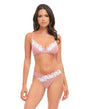 Glinda Mesh 2 pc Set w/Floral Embroidered Details - Pink & White MD