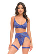 Delphi Lace 2 pc Set w/Attached Garter - Cobalt Blue SM