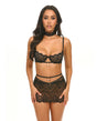 Perla Lace 3 pc Set w/Pearl Details - Black L/XL