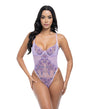 Lavender Embroidered Mesh Underwire Teddy - Lavender XL