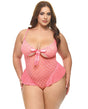 Aubrielle Diamond Mesh Underwire Teddy - Pink 1X