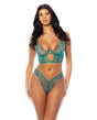 Evelyn Unlined Underwire Embroidered Bustier w/ Panty - Green LG
