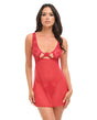 Tiana Lace Babydoll w/Side Slits & Strap Details - Red L/XL