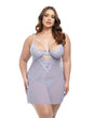 Elsie Lace & Mesh Underwire Babydoll w/G-String 2 pc Set - Brunnera Blue 1X/2X