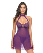 Kennedy Lace and Mesh Babydoll w/G-String 2 pc Set - Purple LG