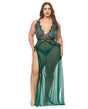Cami Lace and Mesh Gown (Panty Not Included) - Green 1X/2X