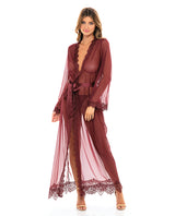 Provence Eyelash Lace Floor Length Robe Zinfandel S/M