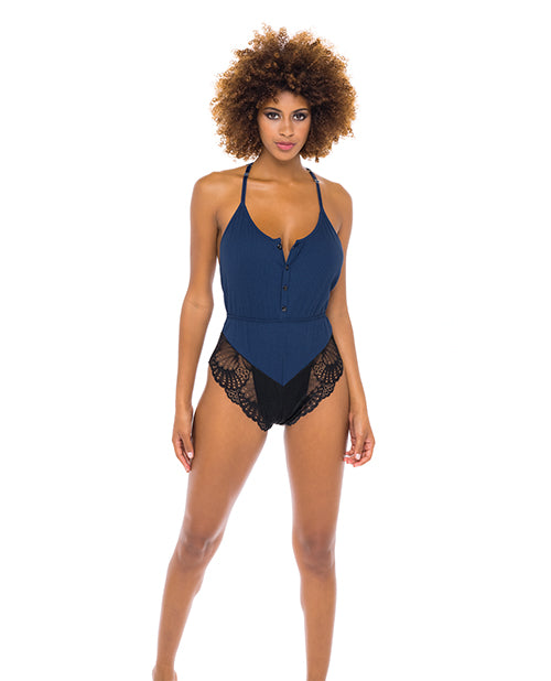 Claribel Ribbed Jersey Romper Estate Blue/Black L/XL