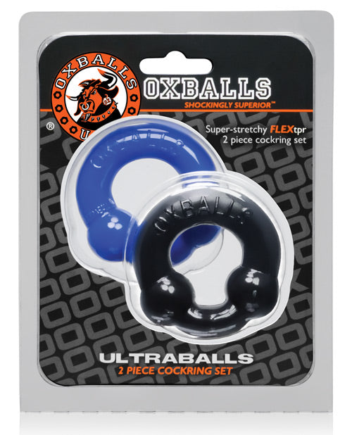 Oxballs Ultraballs Cock Ring Set (2 pack) - Black and Blue