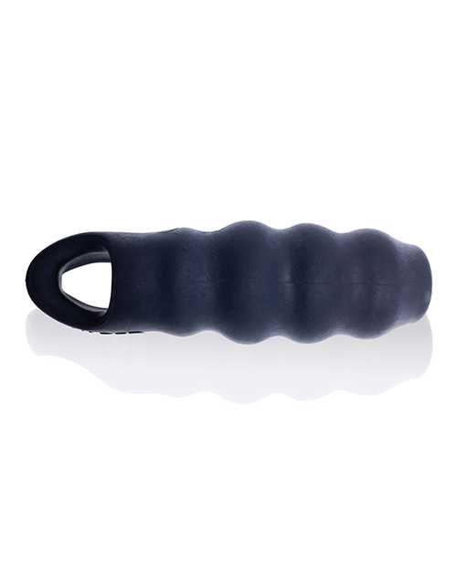 Invader Rippled Open-Ended Silicone Cocksheath Extender - Black/Frost