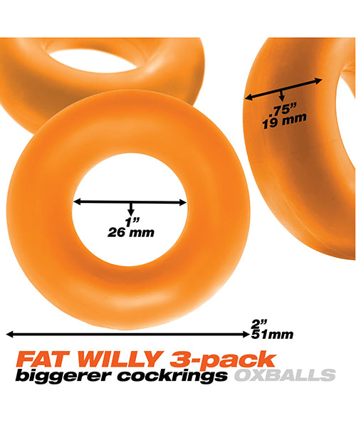 Oxballs Fat Willy Jumbo Cock Ring (3 pack) - Orange