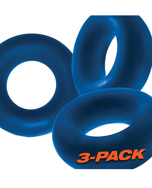 Oxballs Fat Willy Jumbo Cock Ring (3 pack) - Space Blue