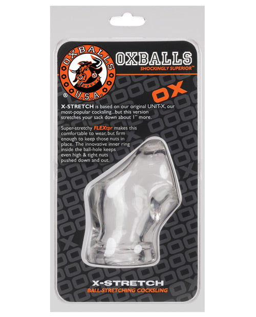 Oxballs Atomic Jock Unit-X Cock Ring and Ball Stretcher 3in - Clear