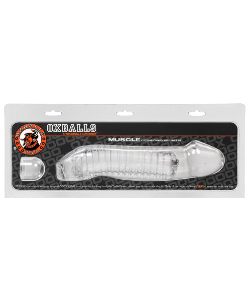 Oxballs Muscle Textured Cock Sheath Penis Extender 9.25in - Clear