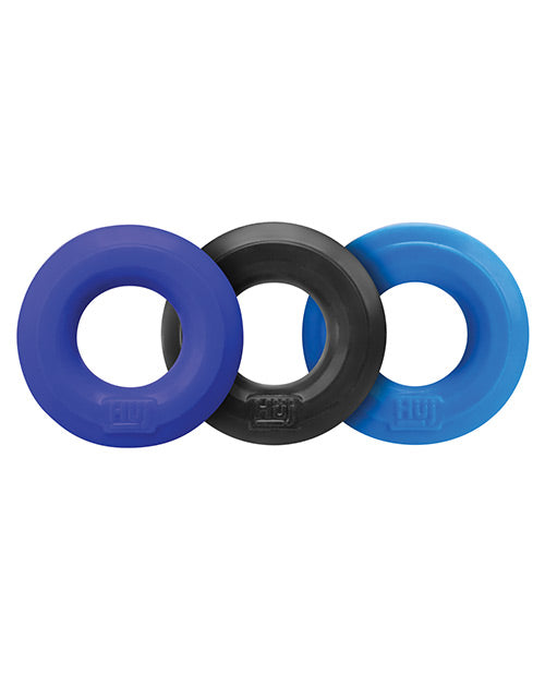 Hunkyjunk HUJ3 Silicone C-Rings (3 Pack) - Blue/Black/Teal