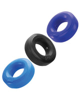 Hunkyjunk HUJ3 Silicone C-Rings (3 Pack) - Blue/Black/Teal