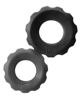 Hunkyjunk COG Silicone Cock Ring (2 Pack) - Black/Gray