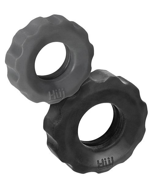 Hunkyjunk COG Silicone Cock Ring (2 Pack) - Black/Gray