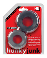 Hunkyjunk COG Silicone Cock Ring (2 Pack) - Black/Gray