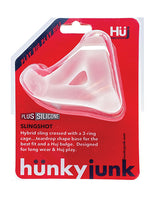 Hunkyjunk Slingshot Silicone 3 Ring Teardrop Cock Ring - Clear Ice