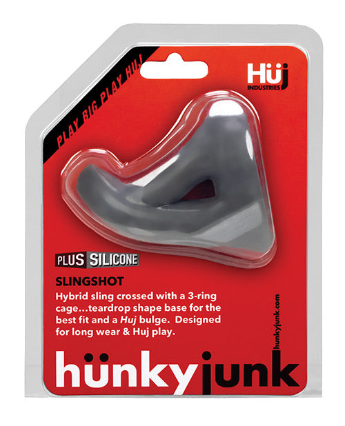 Hunkyjunk Slingshot Silicone 3 Ring Teardrop Cock Ring - Gray