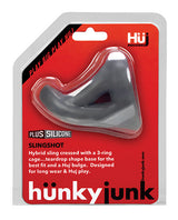 Hunkyjunk Slingshot Silicone 3 Ring Teardrop Cock Ring - Gray