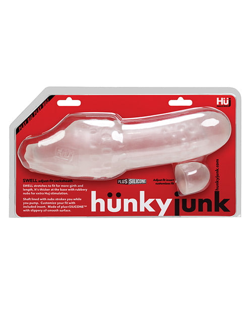 Hunkyjunk Swell Silicone Cocksheath Penis Extender 8.25in - Clear