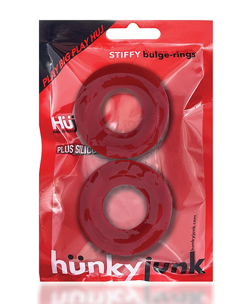 Hunkyjunk Stiffy Bulge Silicone Cock Rings (2 pack) - Cherry Ice