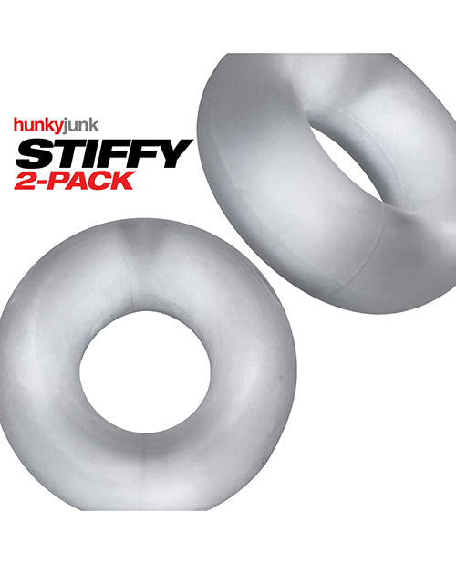 Hunkyjunk Stiffy Bulge Silicone Cock Rings (2 pack) - Clear Ice