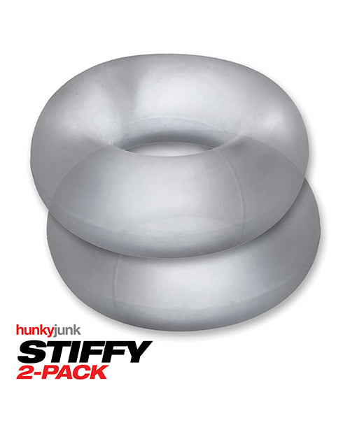 Hunkyjunk Stiffy Bulge Silicone Cock Rings (2 pack) - Clear Ice