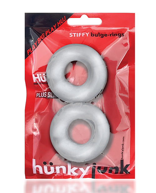 Hunkyjunk Stiffy Bulge Silicone Cock Rings (2 pack) - Clear Ice