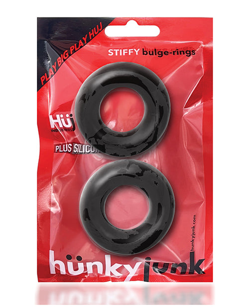 Hunkyjunk Stiffy Bulge Silicone Cock Rings (2 pack) - Tar Ice