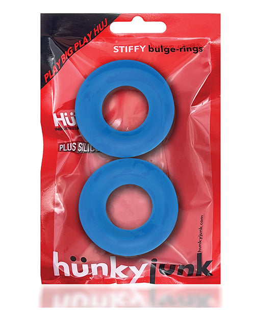 Hunkyjunk Stiffy Bulge Silicone Cock Rings (2 pack) - Teal Ice