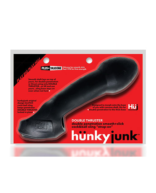 Hunkyjunk Double Thruster Textured Double Penetrator Sling - Tar Ice Black