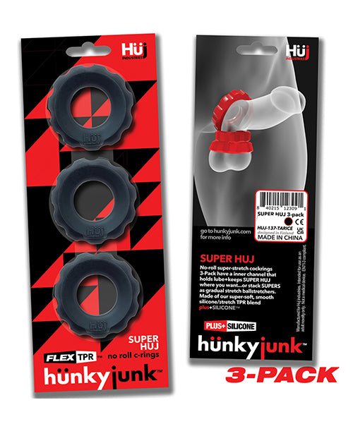 Hunkyjunk HUJ Cockrings (3 Pack) - Tar Ice