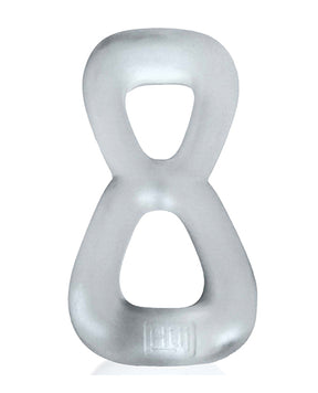 Hunky Junk Boomerang Double Ring Cockring & Nut-Tugger - Clear Steam