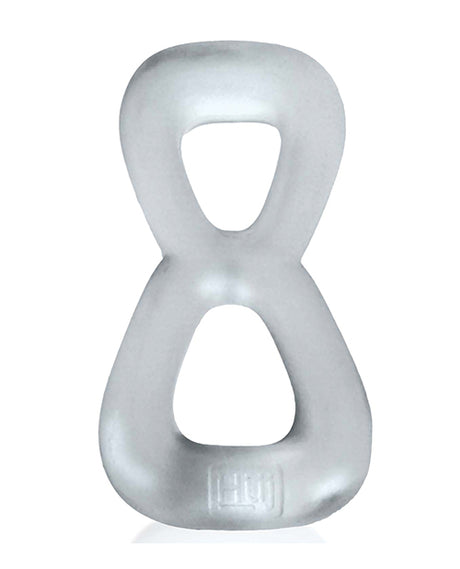 Hunky Junk Boomerang Double Ring Cockring & Nut-Tugger - Clear Steam