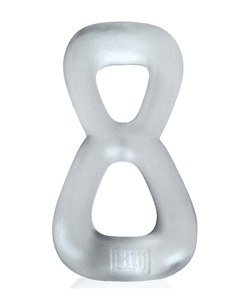 Hunky Junk Boomerang Double Ring Cockring & Nut-Tugger - Clear Steam