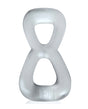 Hunky Junk Boomerang Double Ring Cockring & Nut-Tugger - Clear Steam