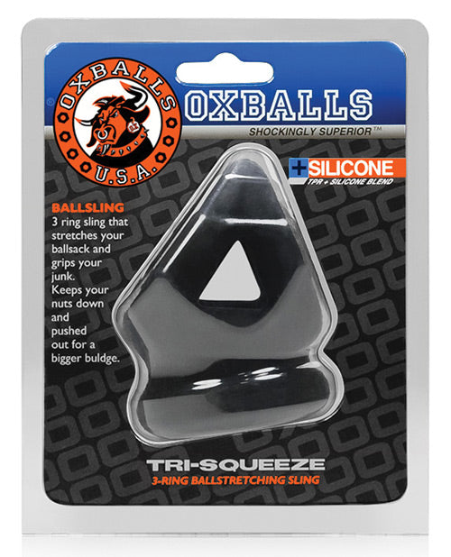 Oxballs Tri-Squeeze Silicone 3-Ring Ball Stretching Sling - Black