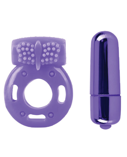 Neon Silicone Vibrating Couples (3 Piece Kit) - Purple