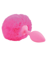 Neon Bunny Tail SIlicone Anal Plug - Pink