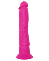 Neon Silicone Wallbanger Vibrating Dildo 7.5in - Pink