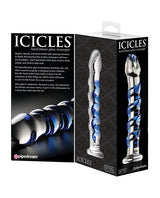 Icicles No. 5 Textured Glass Dildo 7.25in - Clear/Blue