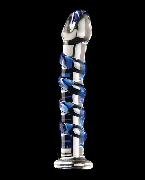 Icicles No. 5 Textured Glass Dildo 7.25in - Clear/Blue