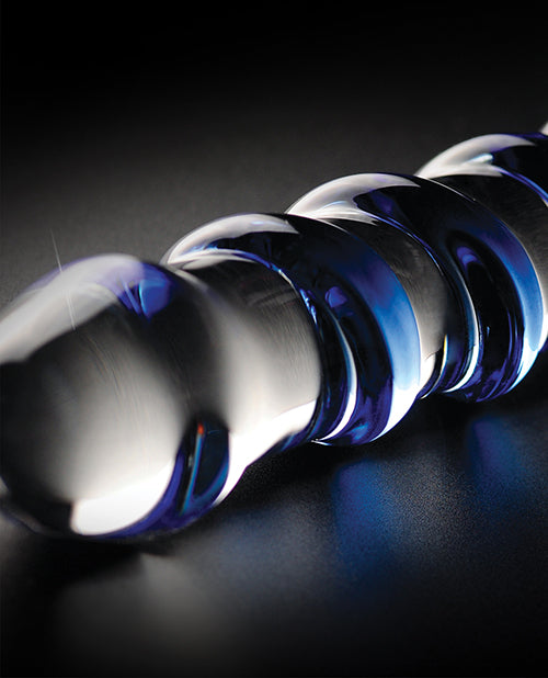 Icicles No. 5 Textured Glass Dildo 7.25in - Clear/Blue