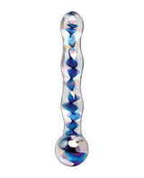 Icicles No. 8 Beaded Glass Dildo 7in - Clear/Blue