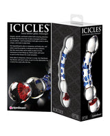 Icicles No. 18 Textured Glass Dildo 7.5in - Clear/Blue